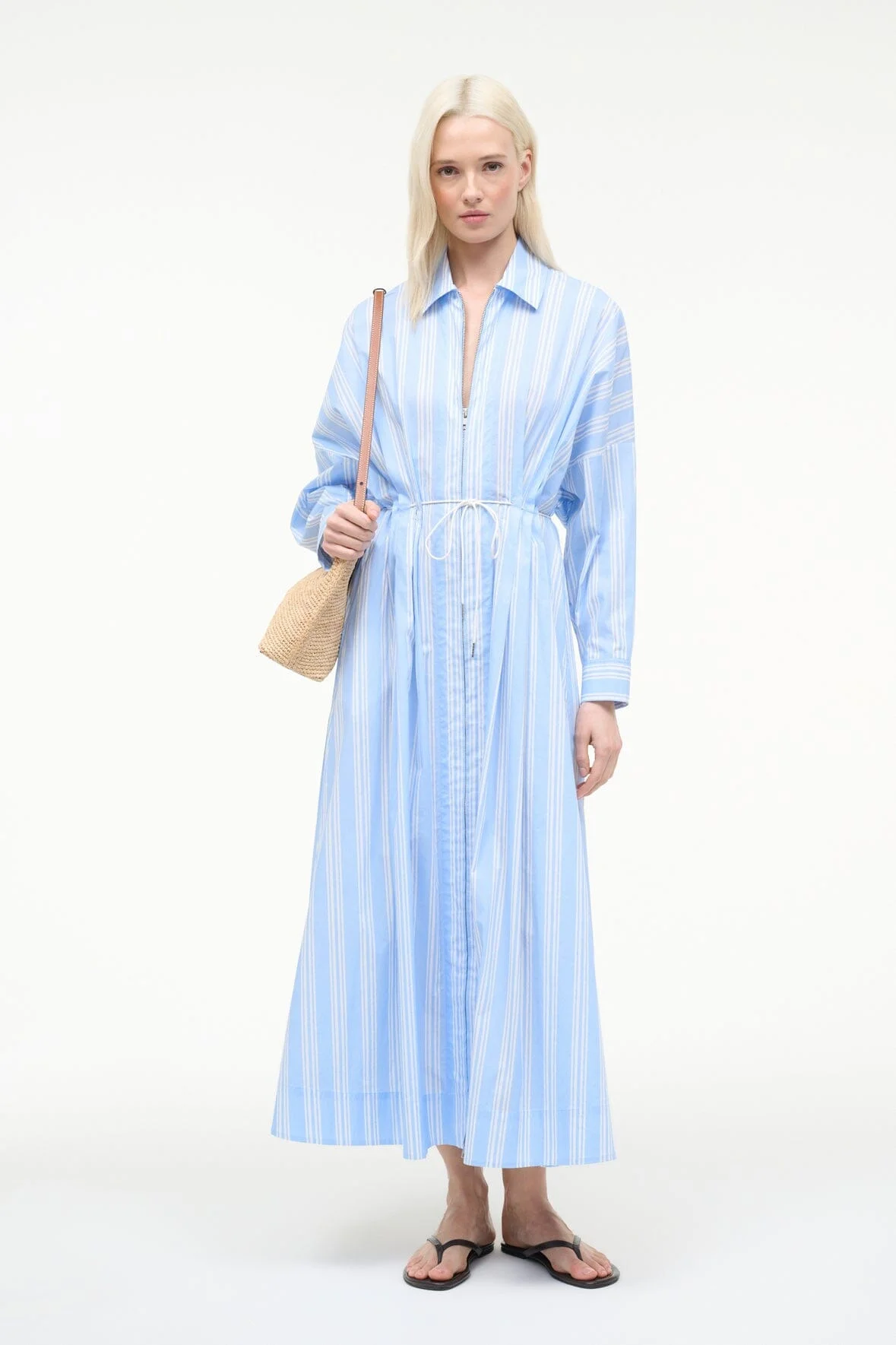 STAUD CHI MIDI DRESS VENTURA STRIPE - 1