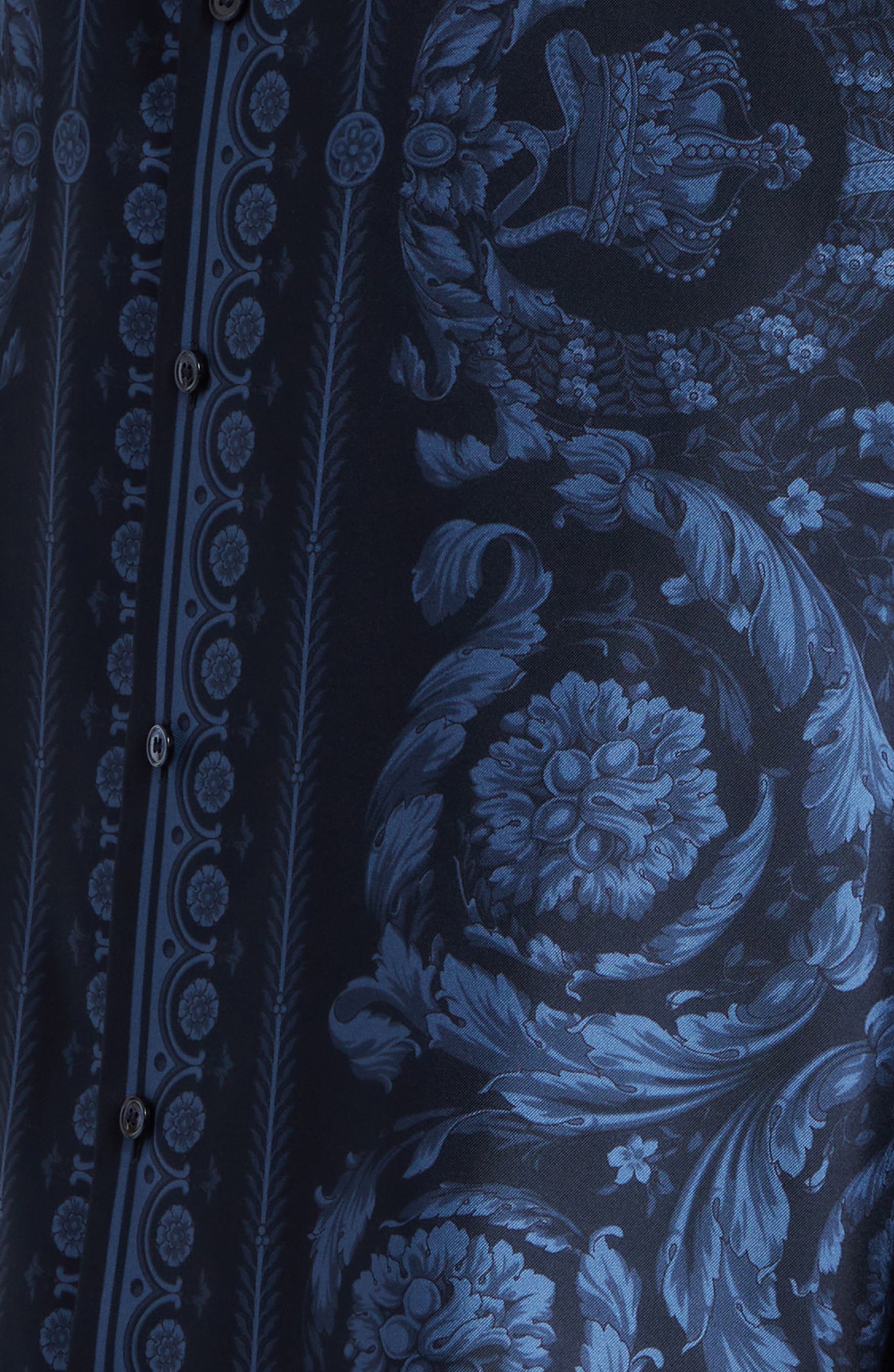 Barocco Print Silk Button-Up Shirt - 7