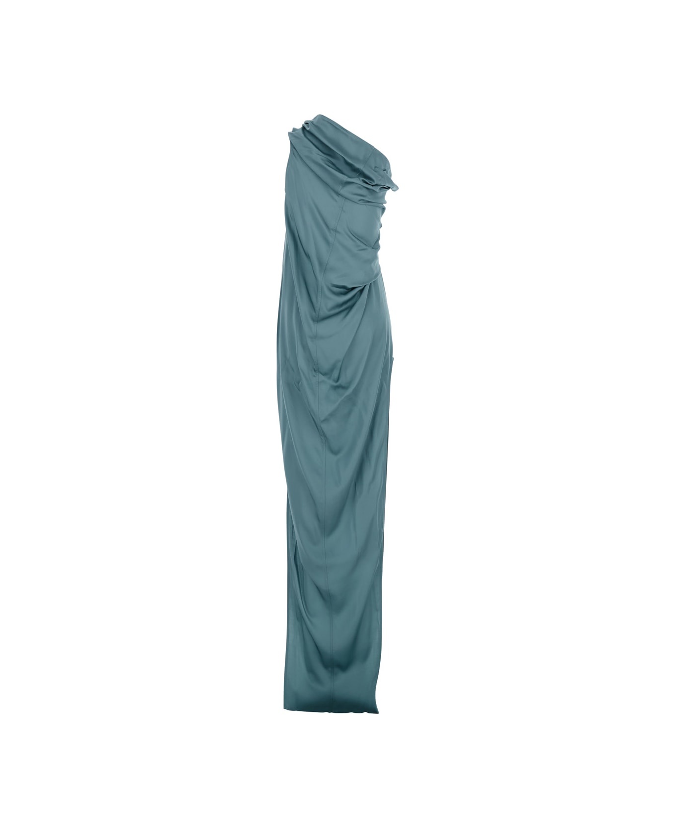'athena Arrowhead' Light Blue Long Dress With One Shoulder Design And Side Slits In Viscose And Acet - 2