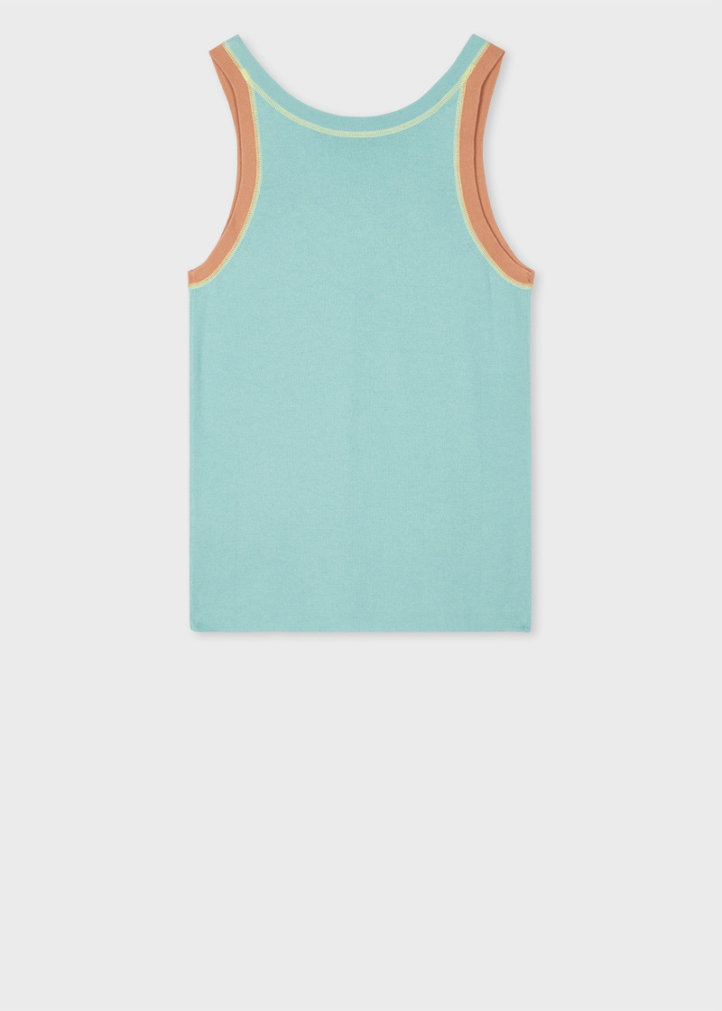 Paul Smith Women's Turquoise Cotton Contrast Overlock Knitted Vest outlook