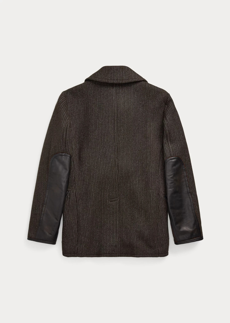 RRL by Ralph Lauren Leather-Trim Wool-Cotton Peacoat outlook