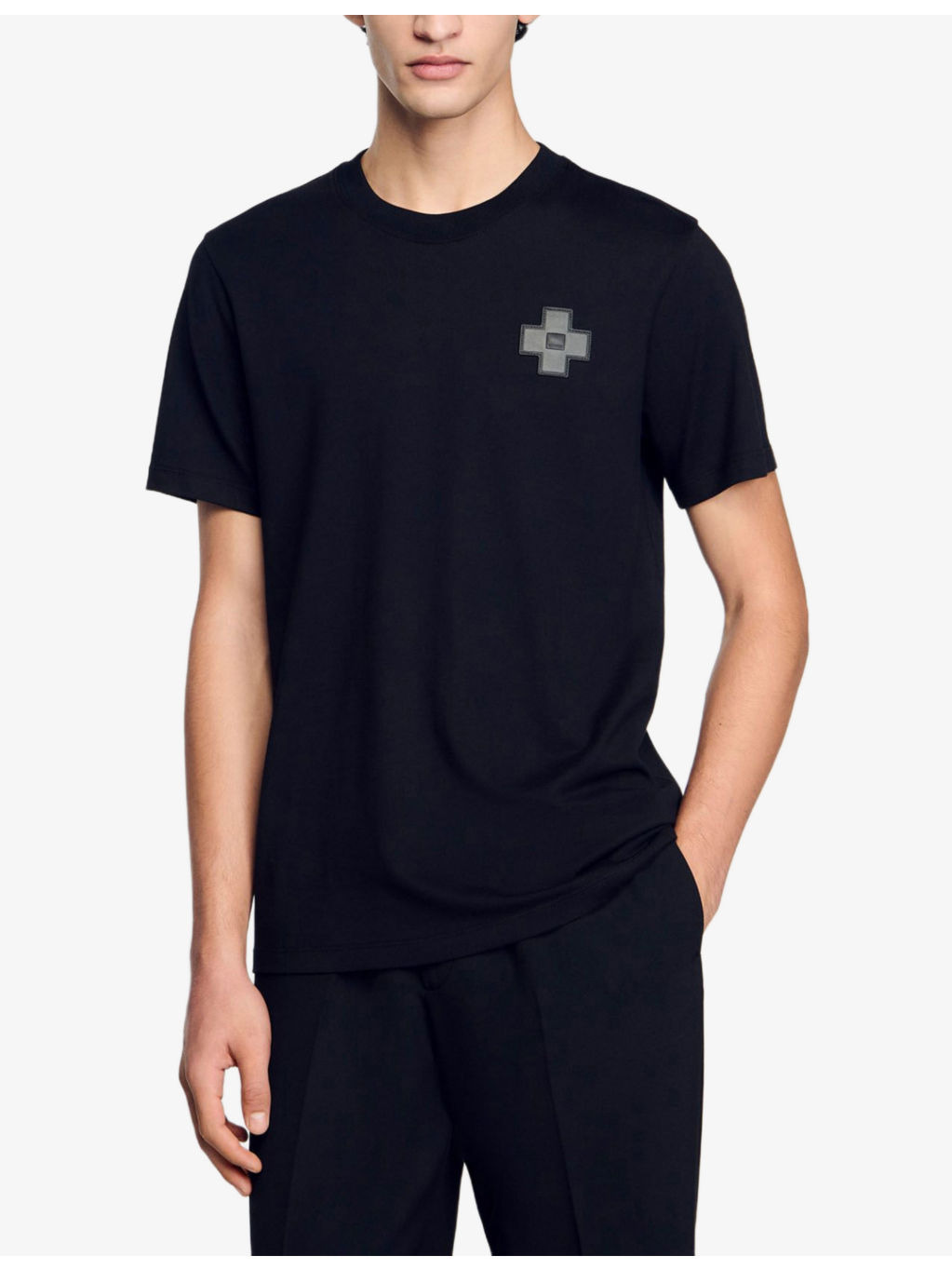 Cross Patch Round-Neck Cotton T-Shirt - 3