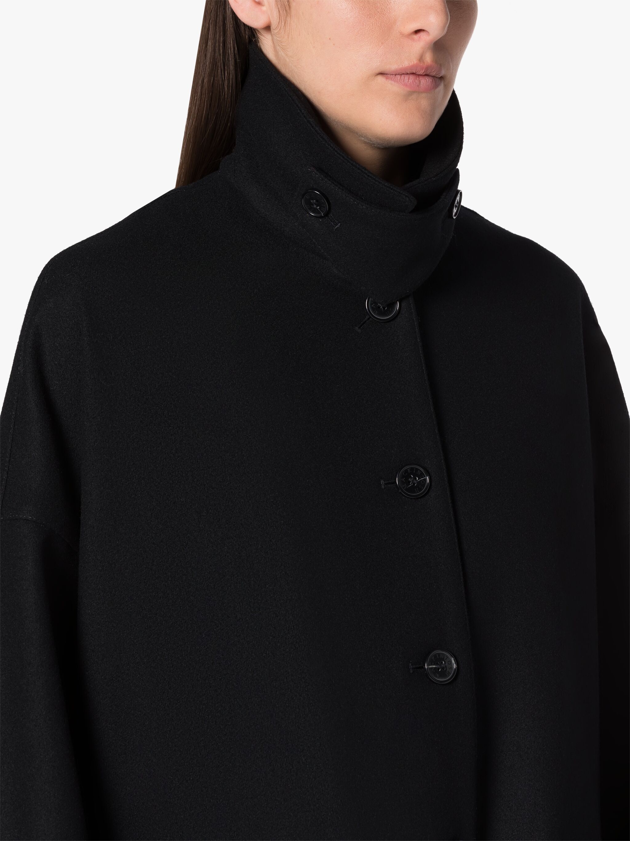 HUMBIE BLACK WOOL OVERCOAT - 5