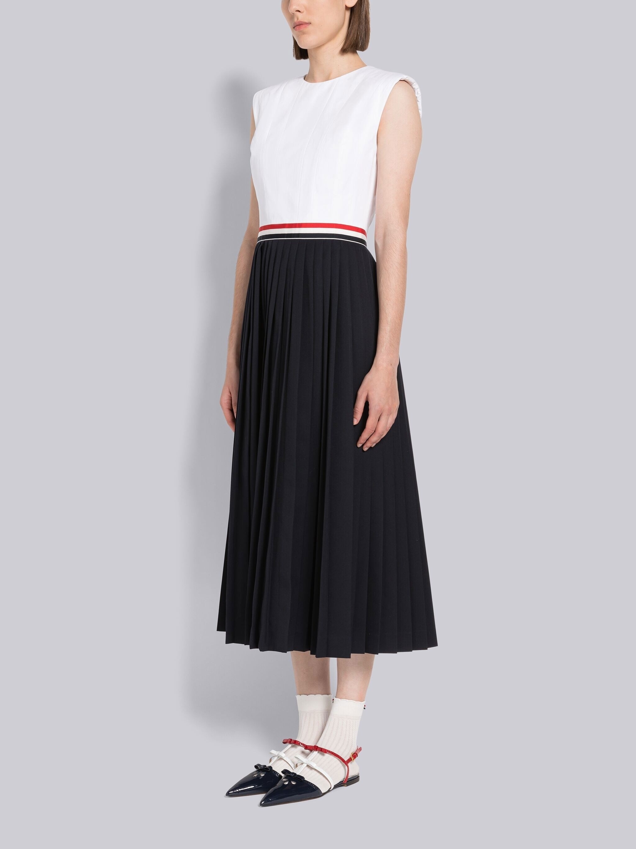 Poplin Gabardine Narrow Pleated Dress - 2