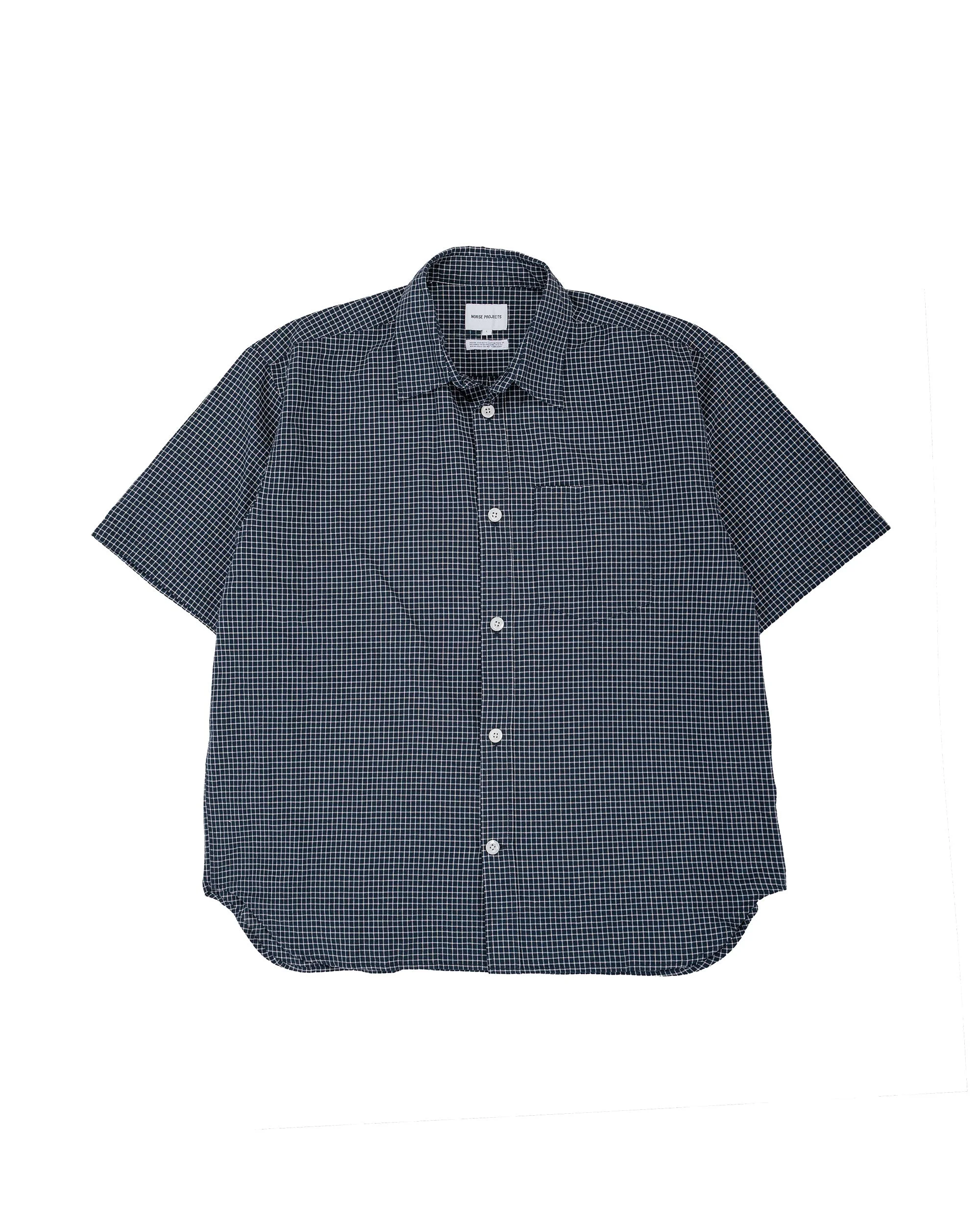 Espevik Oversized Check SS Shirt Dark Navy Check - 1