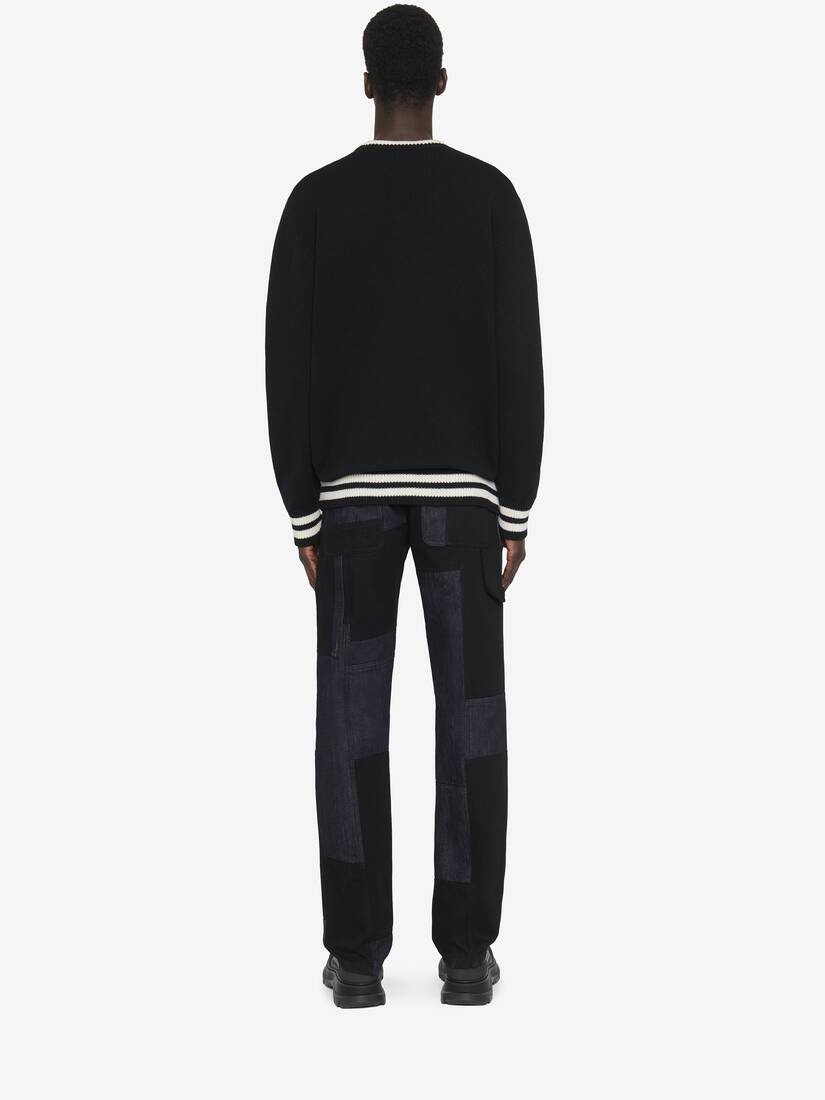 Men's Varsity Jumper in Black/ivory - 4