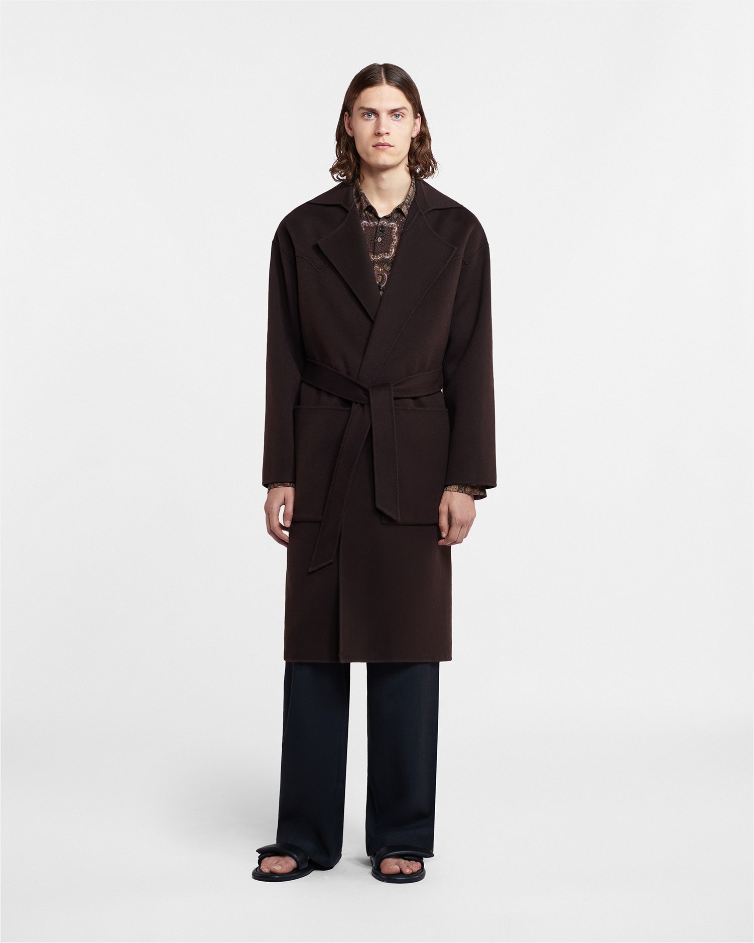 Double Wool And Silk Robe Coat - 1