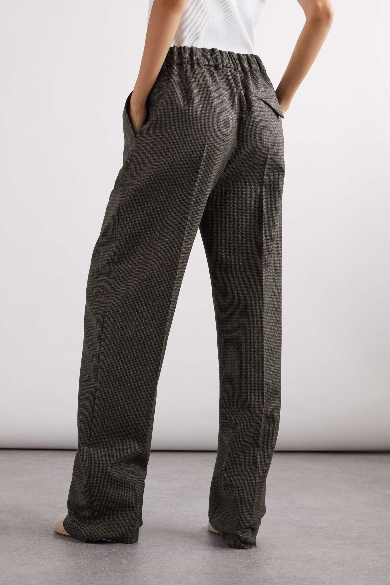 Checked wool straight-leg pants - 4