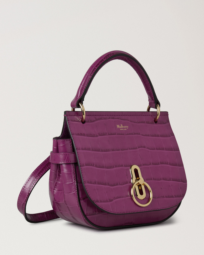 Small Amberley Satchel Top Handle Orchid Bloom Shiny Small Croc 4