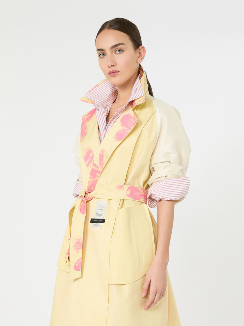 WKSRADIOSO Midi trench coat in patterned water-repellent gabardine - YELLOW 5