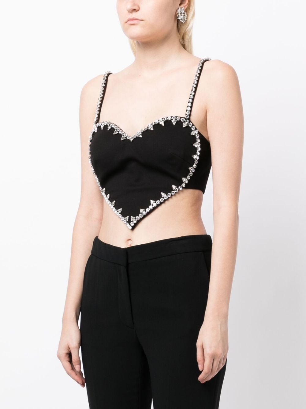 heart-motif crystal-embellished top - 3