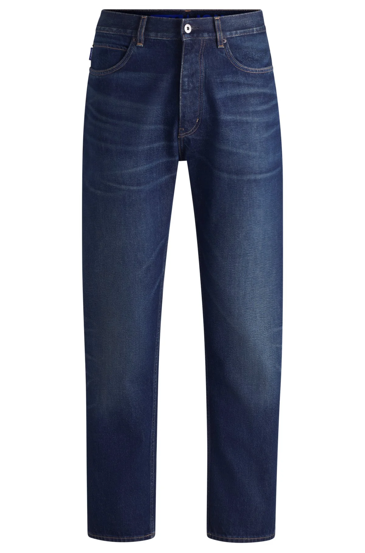 REGULAR-FIT JEANS IN DARK-BLUE STONEWASHED DENIM - 1