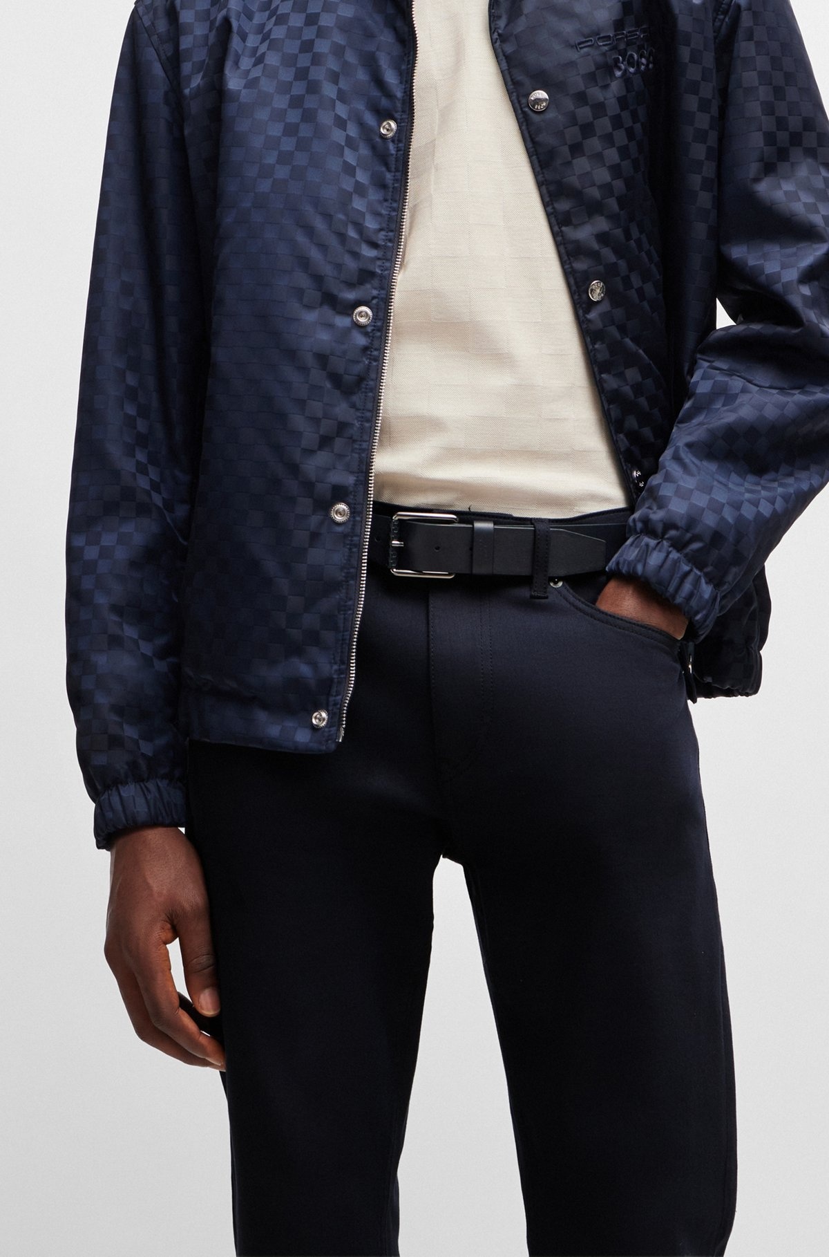 PORSCHE X BOSS TAPERED-FIT JEANS IN BLUE DENIM - 5