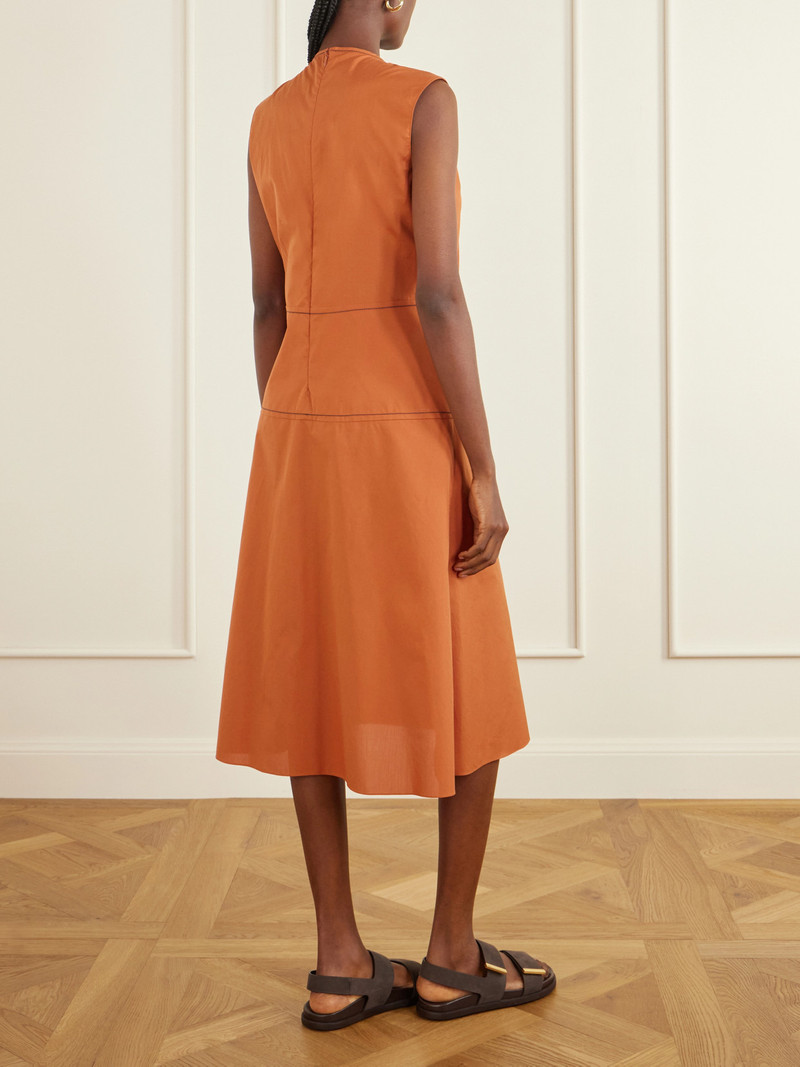 Gathered Cotton-poplin Midi Dress 3
