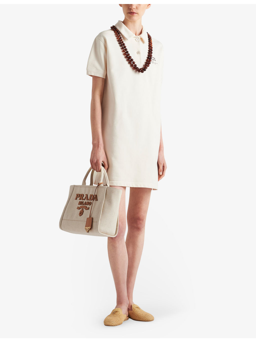 Logo-print polo-collar cotton mini dress - 2