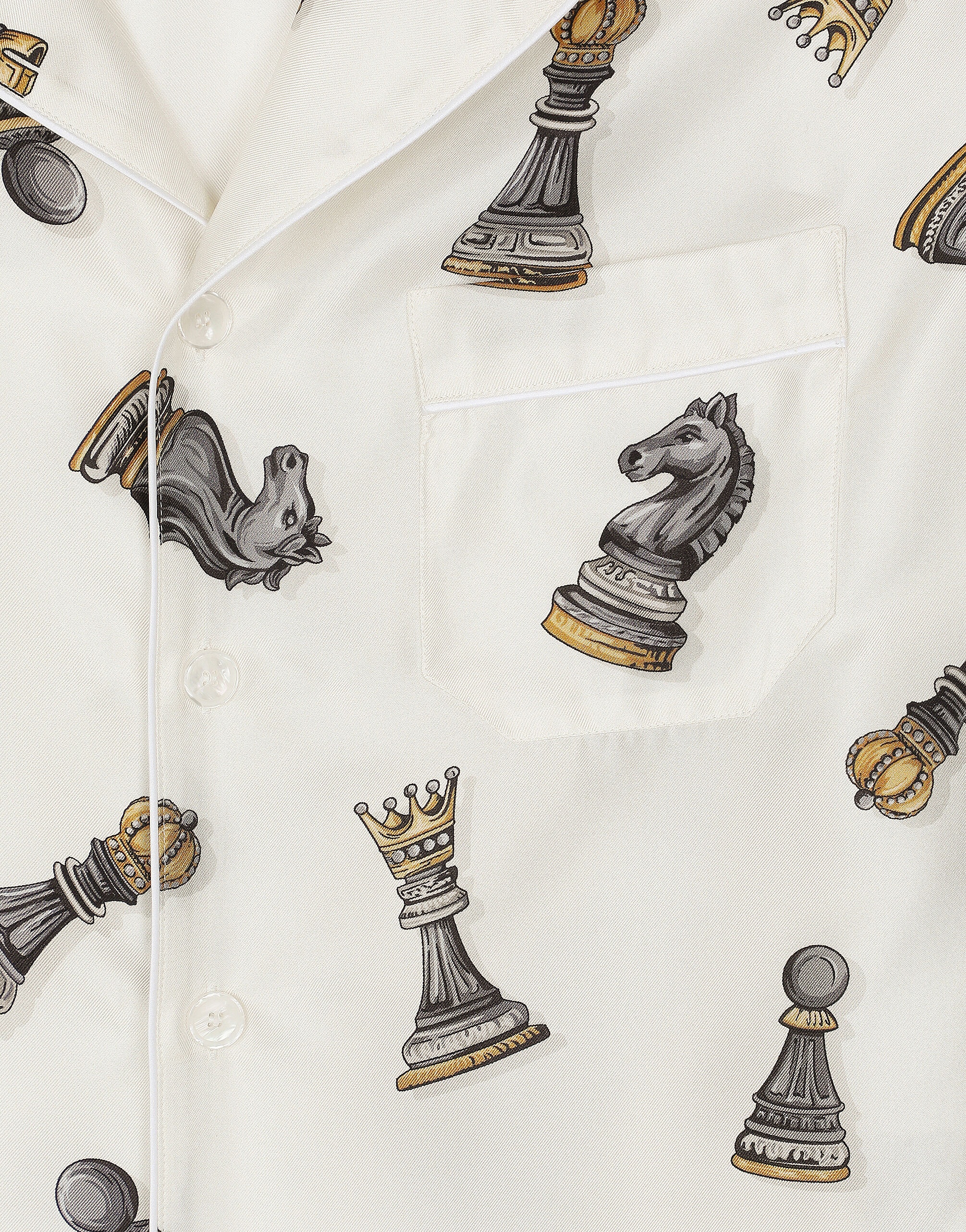 Silk twill shirt with chess-piece print - 5