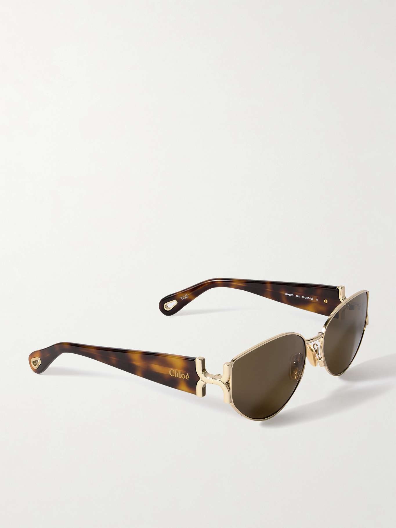 Oval-frame gold-tone and tortoiseshell acetate sunglasses - 3