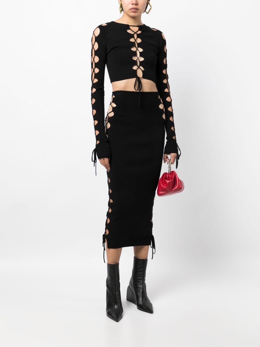 lace-up detail cropped jumper - 2