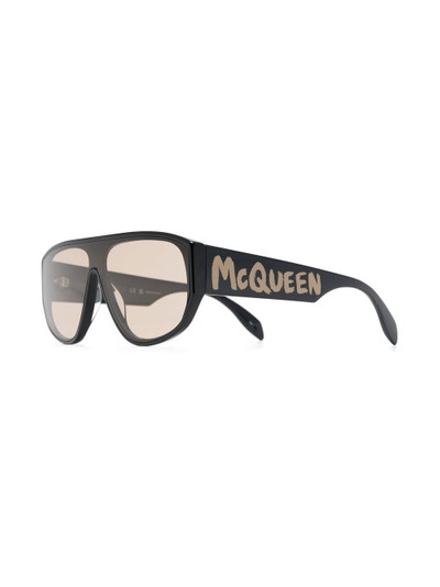 Alexander McQueen Graffiti-print square-frame sunglasses outlook