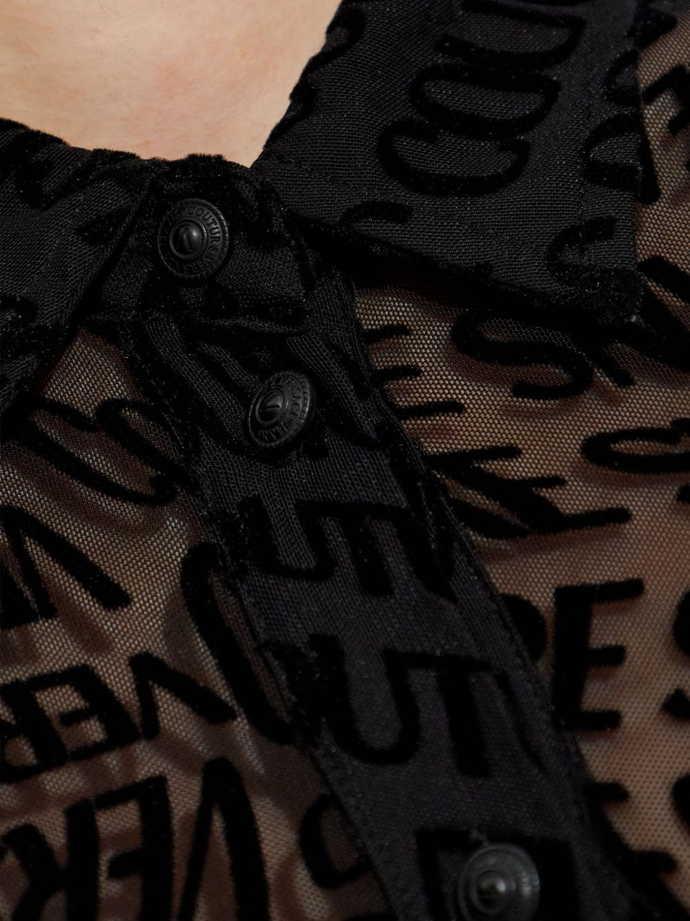 logo-lettering sheer shirt - 5