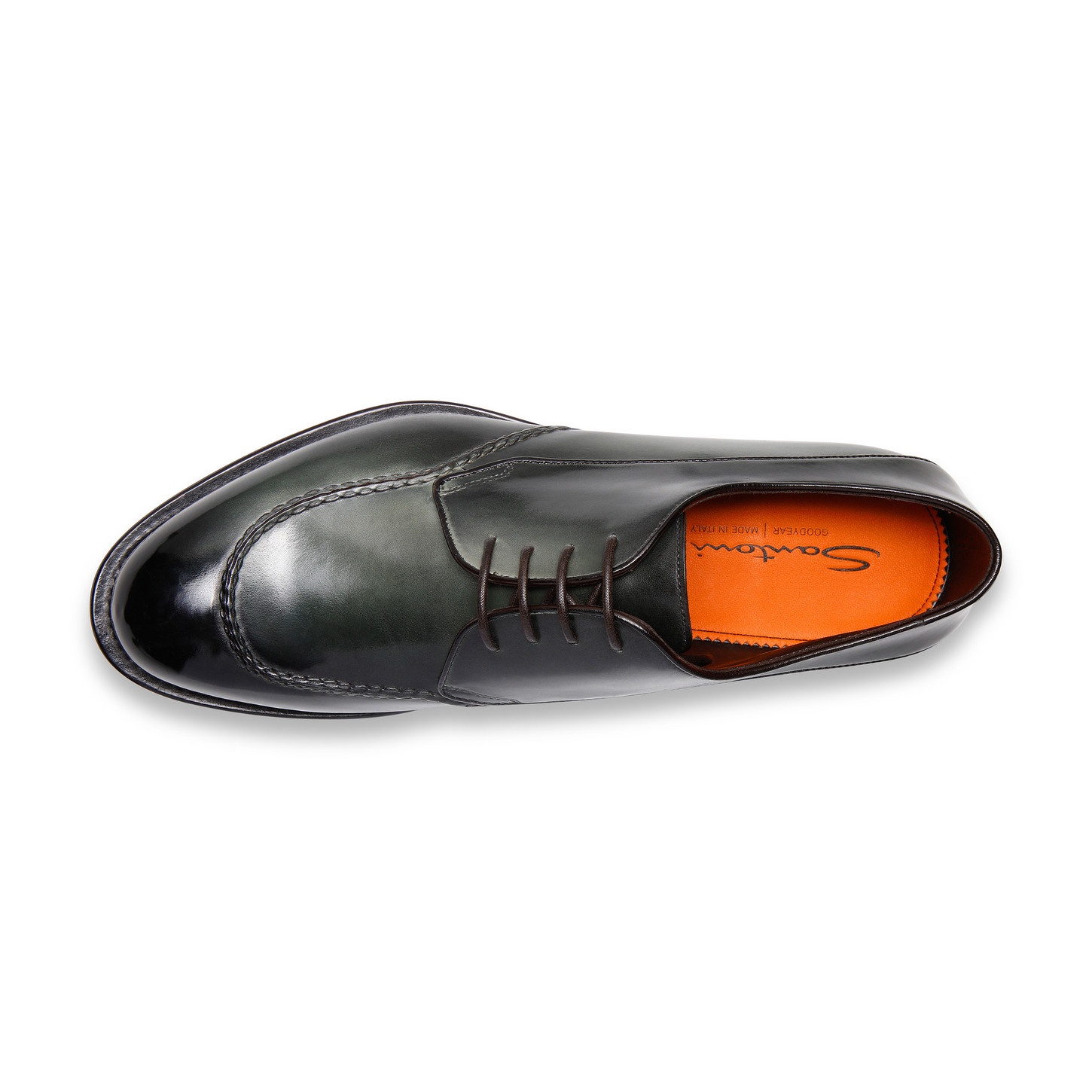 Men's green leather Derby shoe - 5