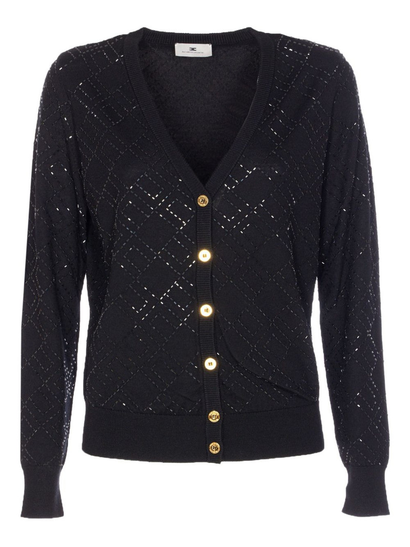 bead-embellished diamond-pattern cardigan 1