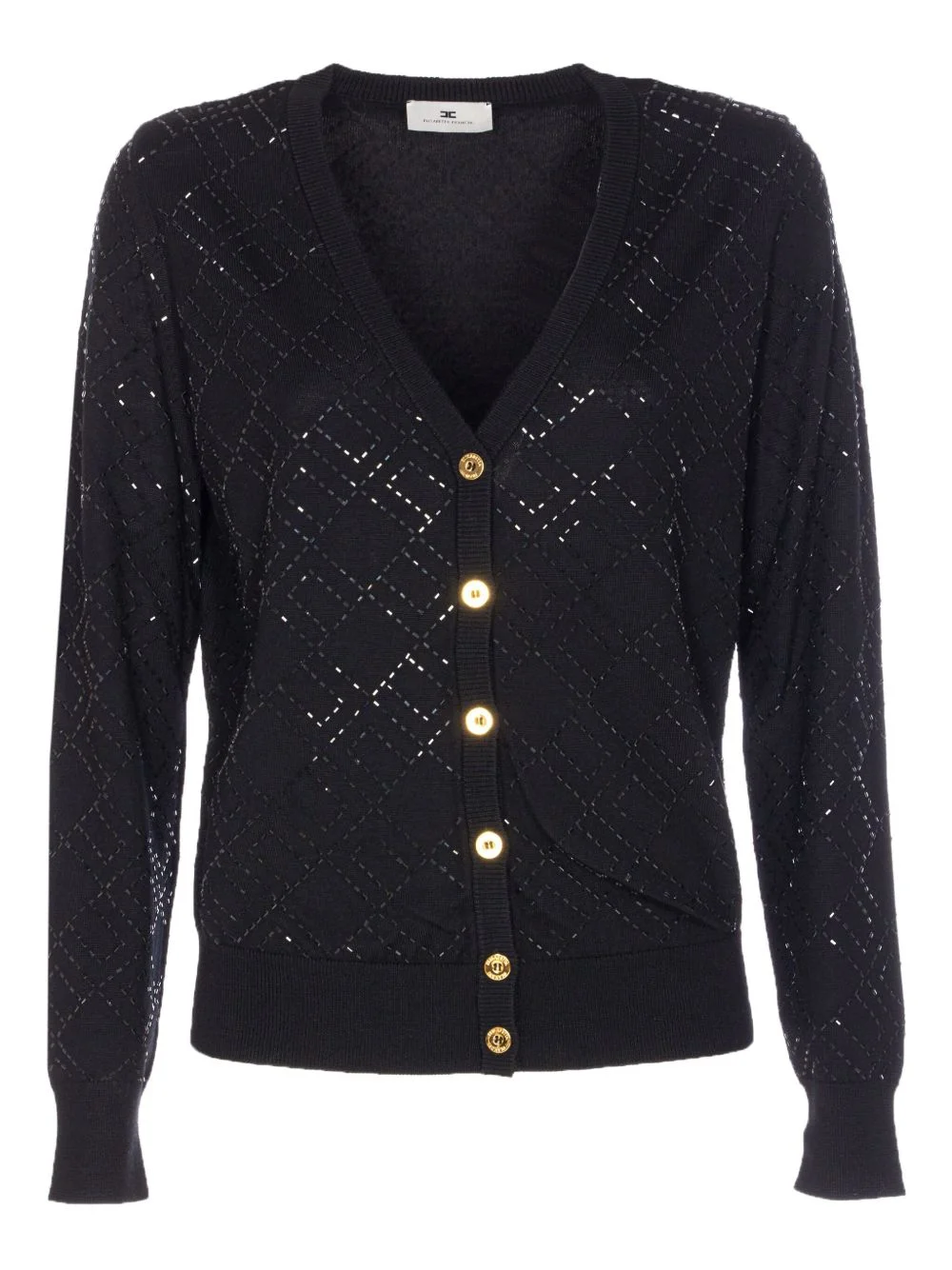 bead-embellished diamond-pattern cardigan - 1