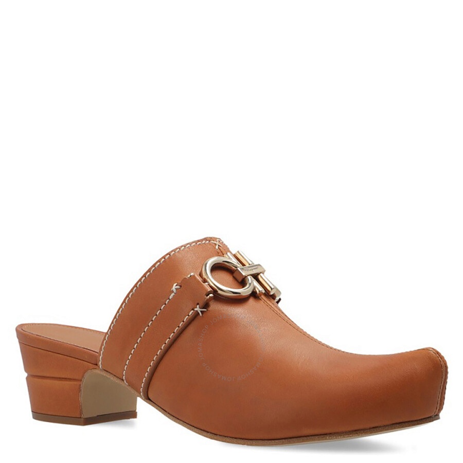 Salvatore Ferragamo Ladies Gancini Leather Mules - 3