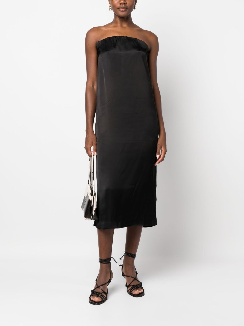 Siple strapless satin midi dress - 2