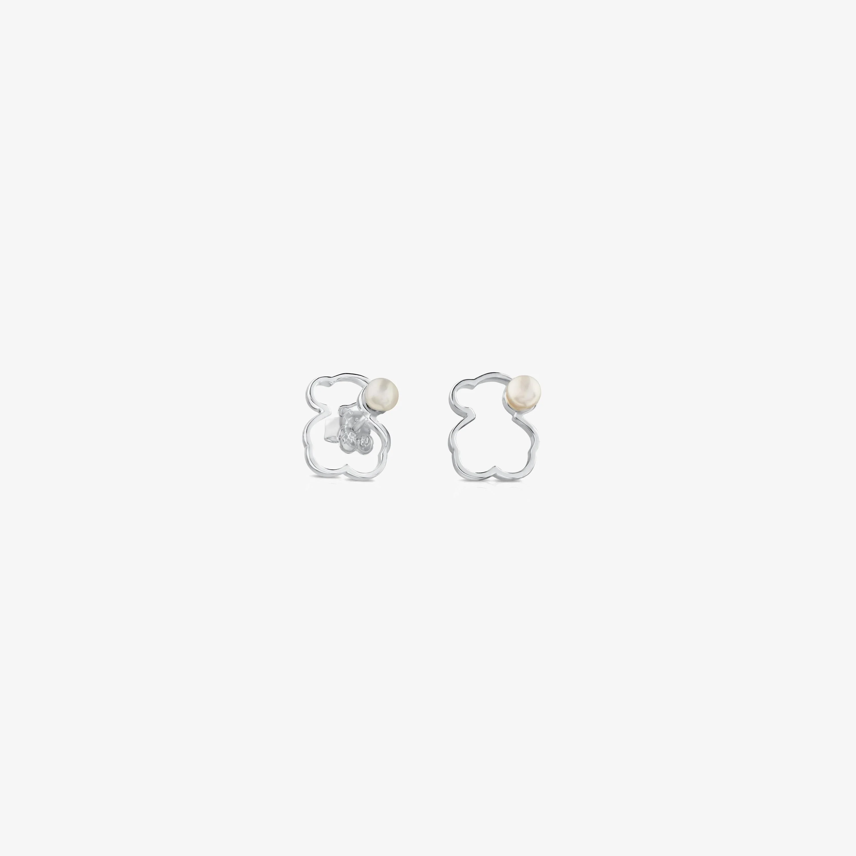 Silver TOUS Silueta Earrings with Pearl 1,4cm. - 1