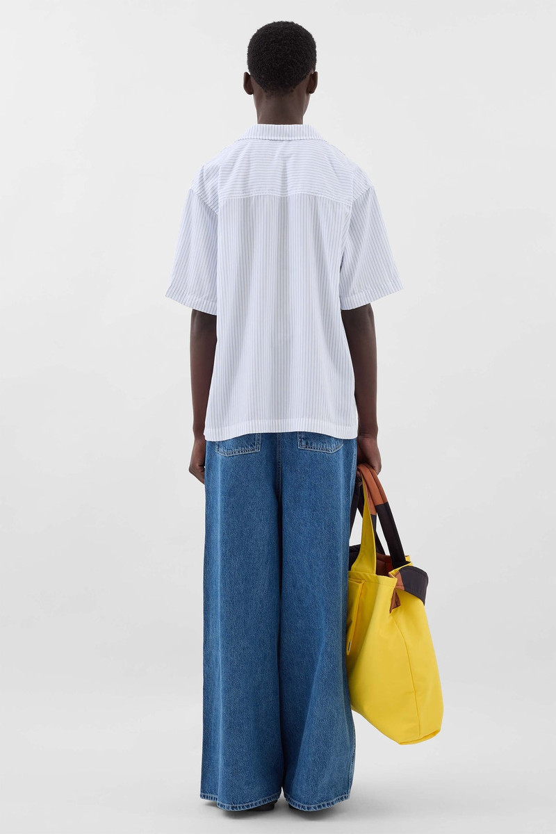 STRIPED SHORTSLEEVE SHIRT / azure & off white 4