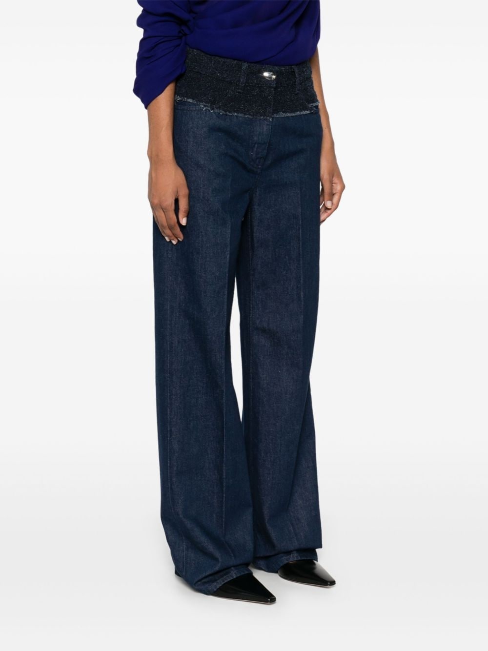bouclé-panelled jeans - 3