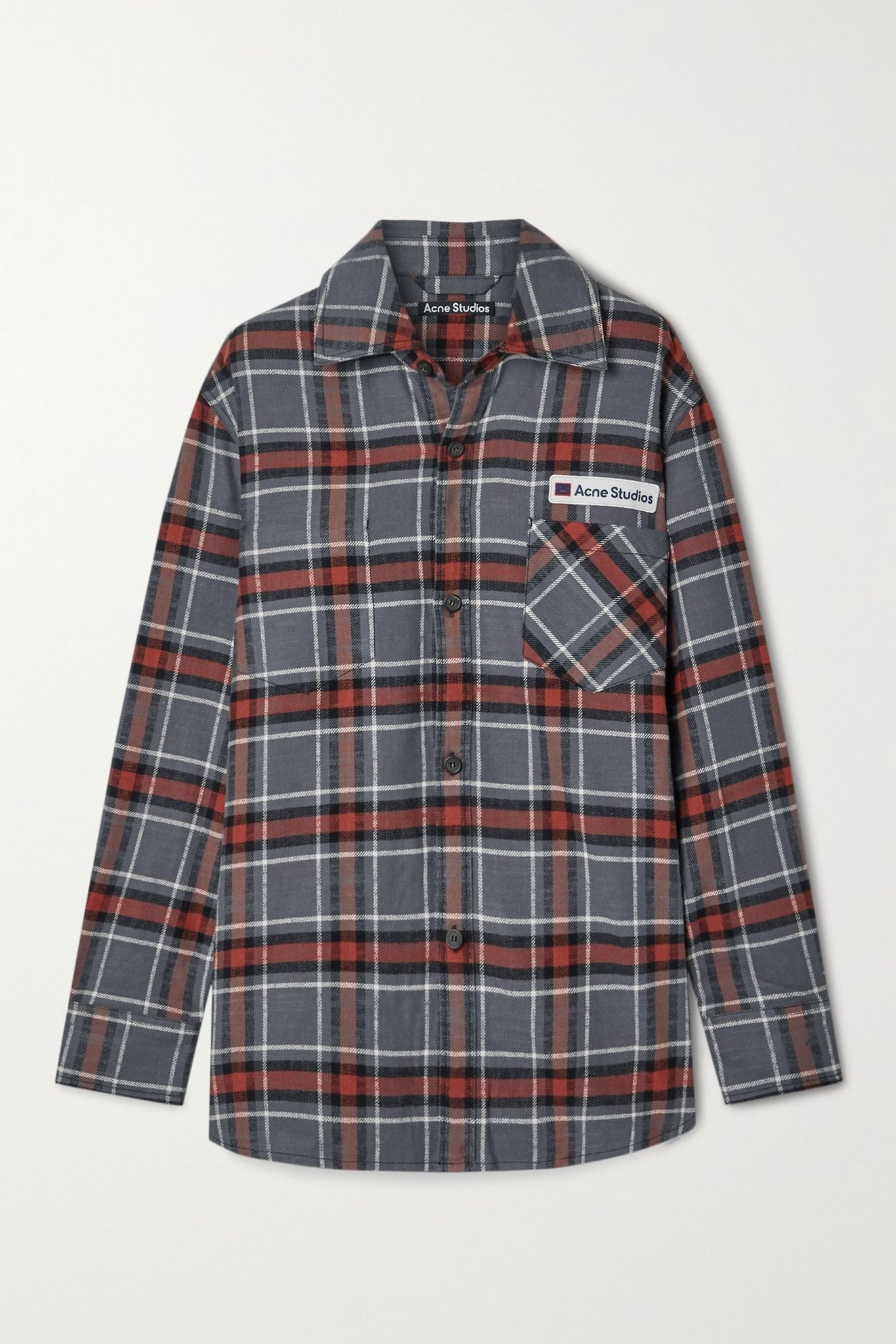 Oversized appliquéd checked cotton-flannel shirt - 1