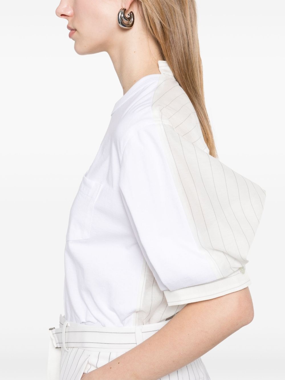 striped panelled T-shirt - 5