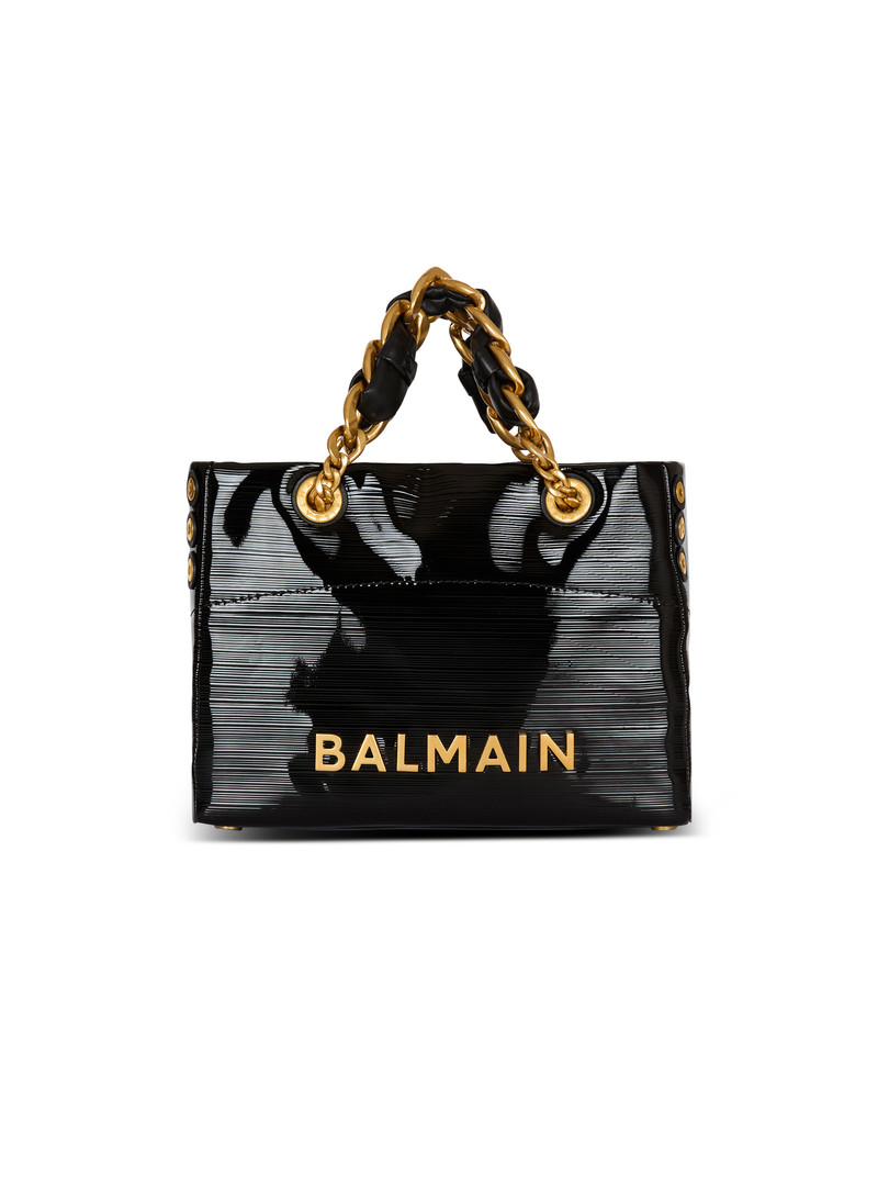 Small 1945 Soft tote bag in striped patent leather 1