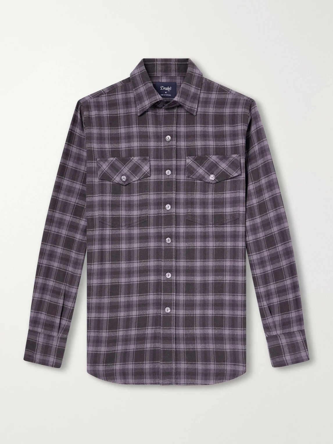 Checked Cotton and Silk-Blend Twill Shirt - 1