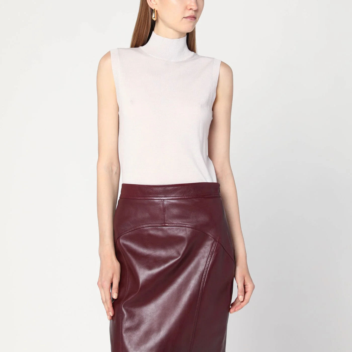 White turtleneck vest in wool - 1