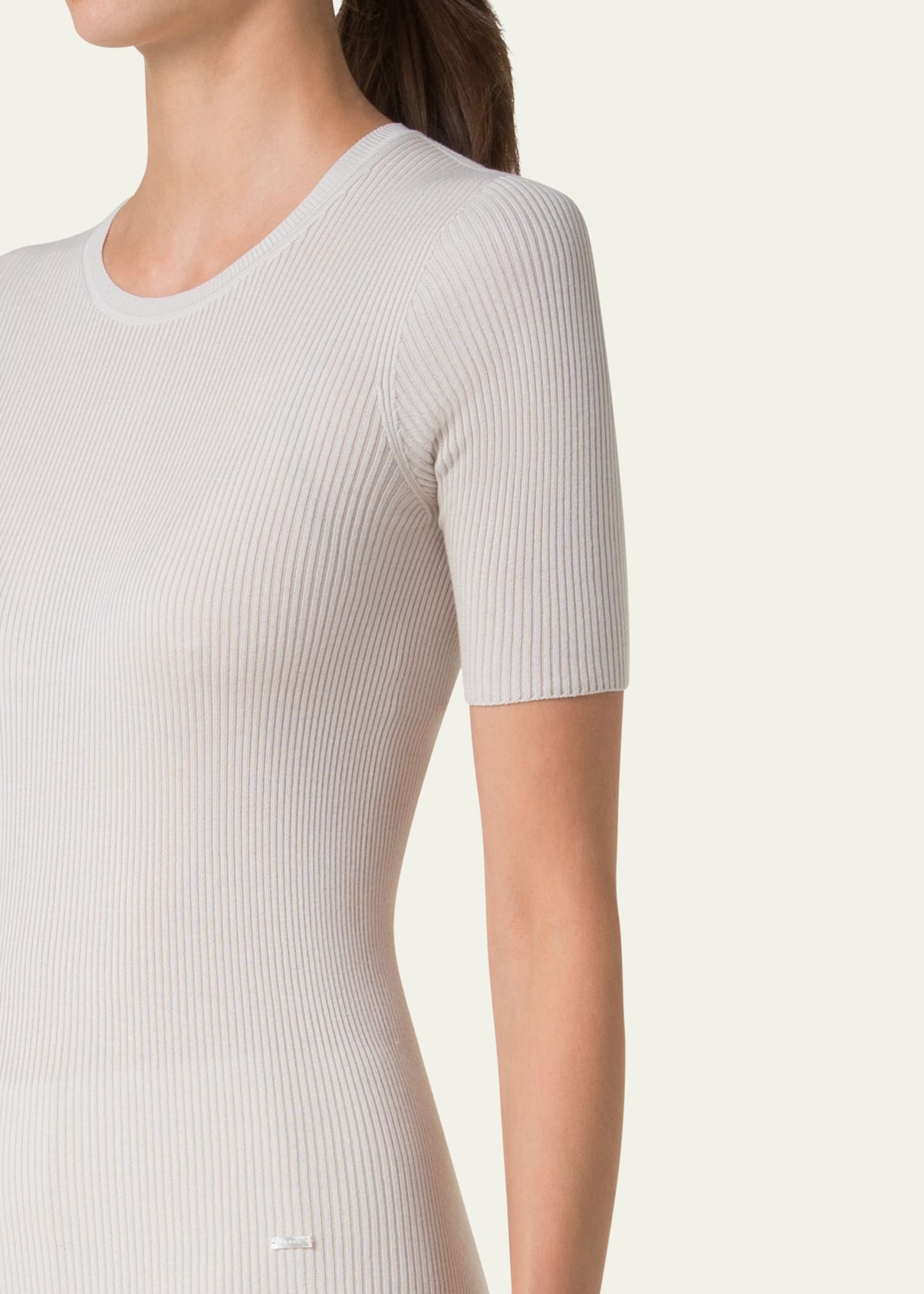 Seamless Rib Short-Sleeve Sweater - 5