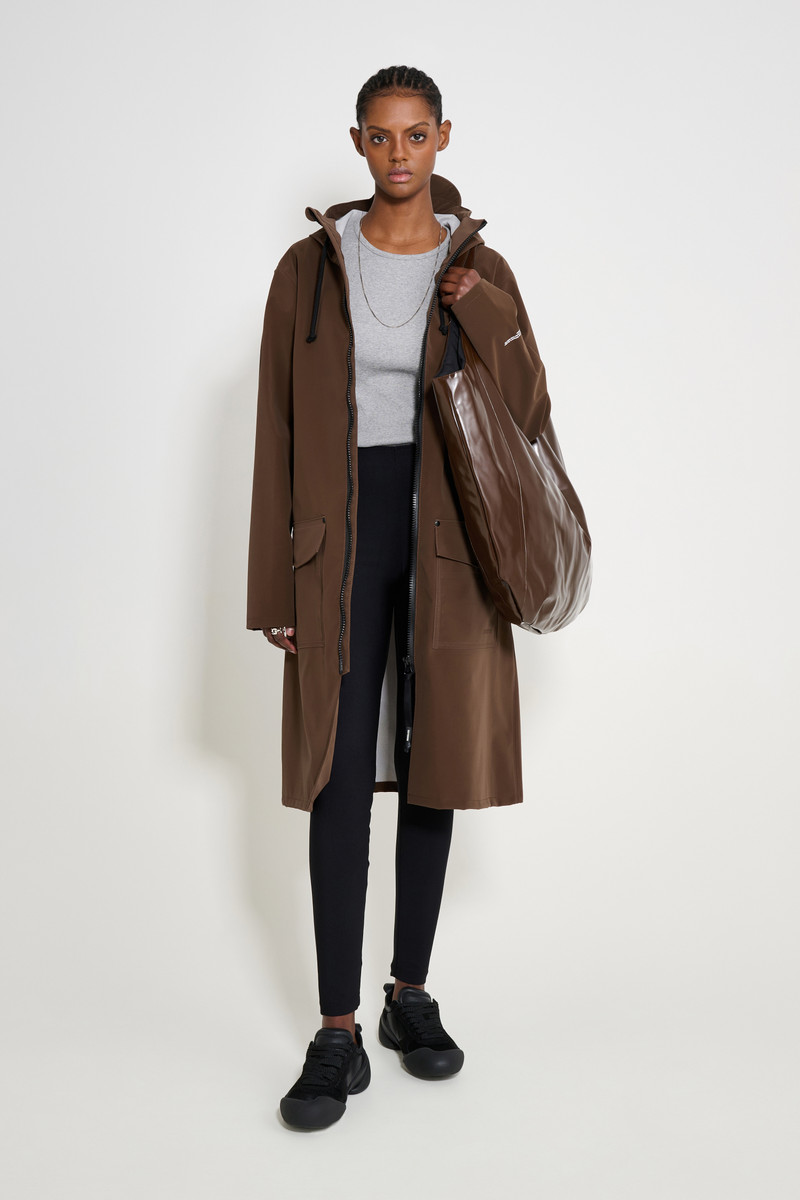 Stockholm Long Patch Raincoat Dark Brown 1