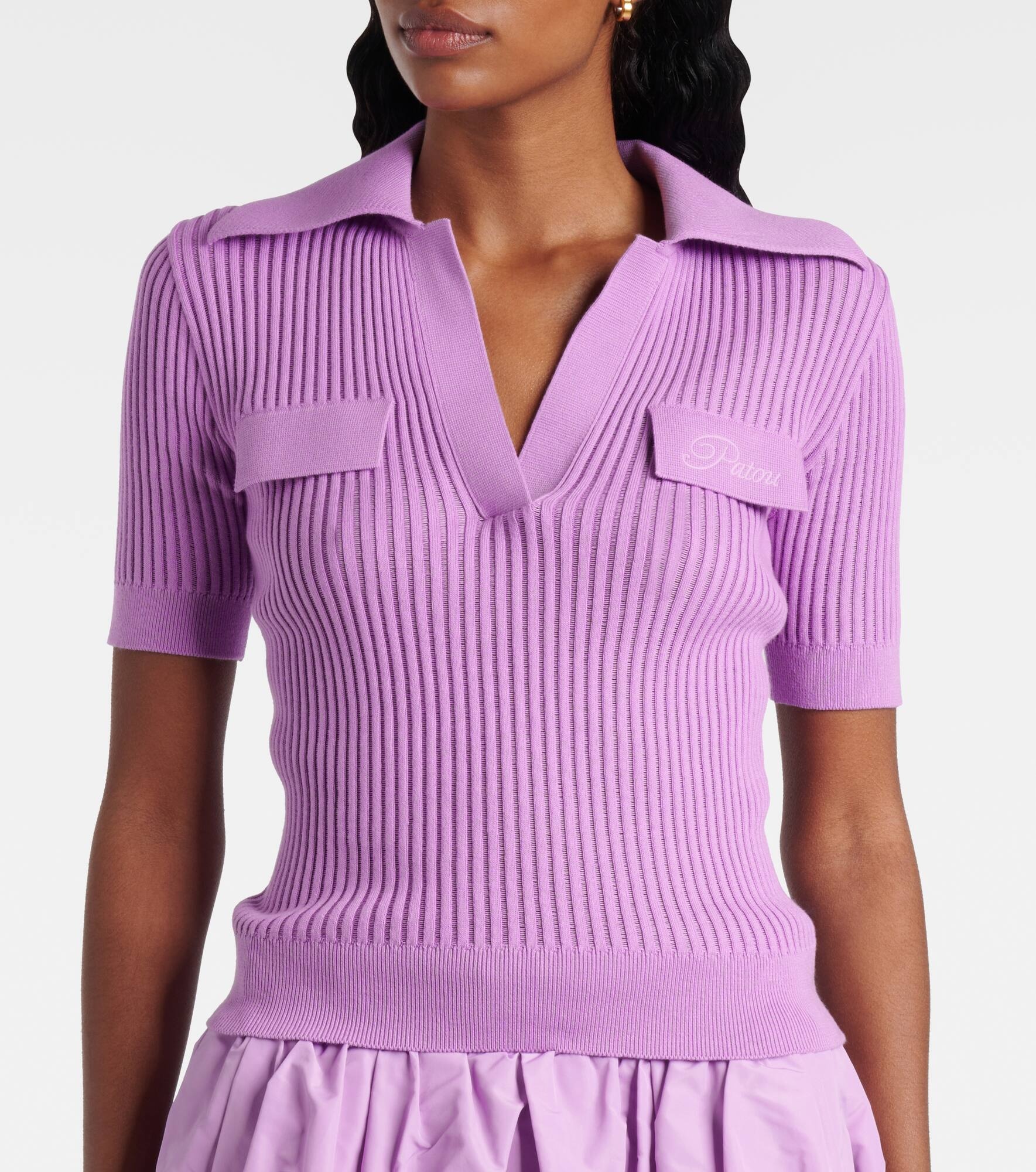 Ribbed-knit cotton polo shirt - 5