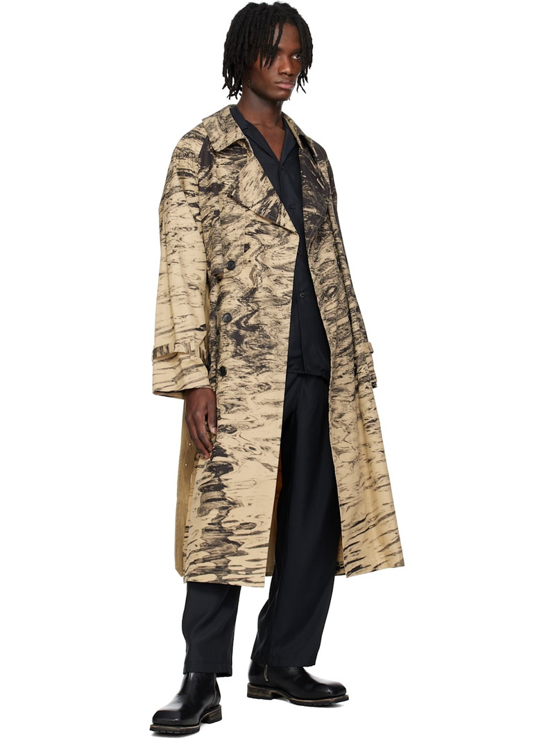 YOKE Beige Photo Printed Finx Trench Coat outlook