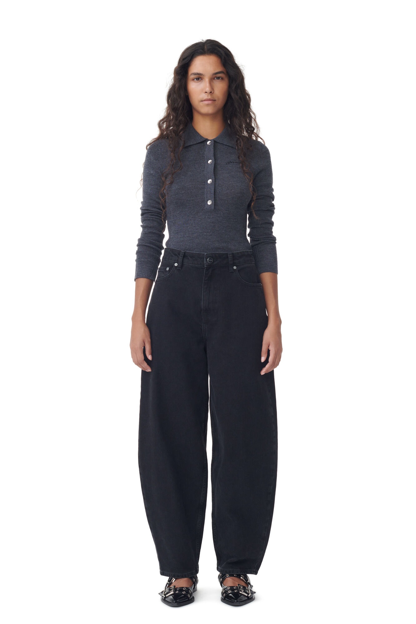 WASHED BLACK STARY JEANS - 3
