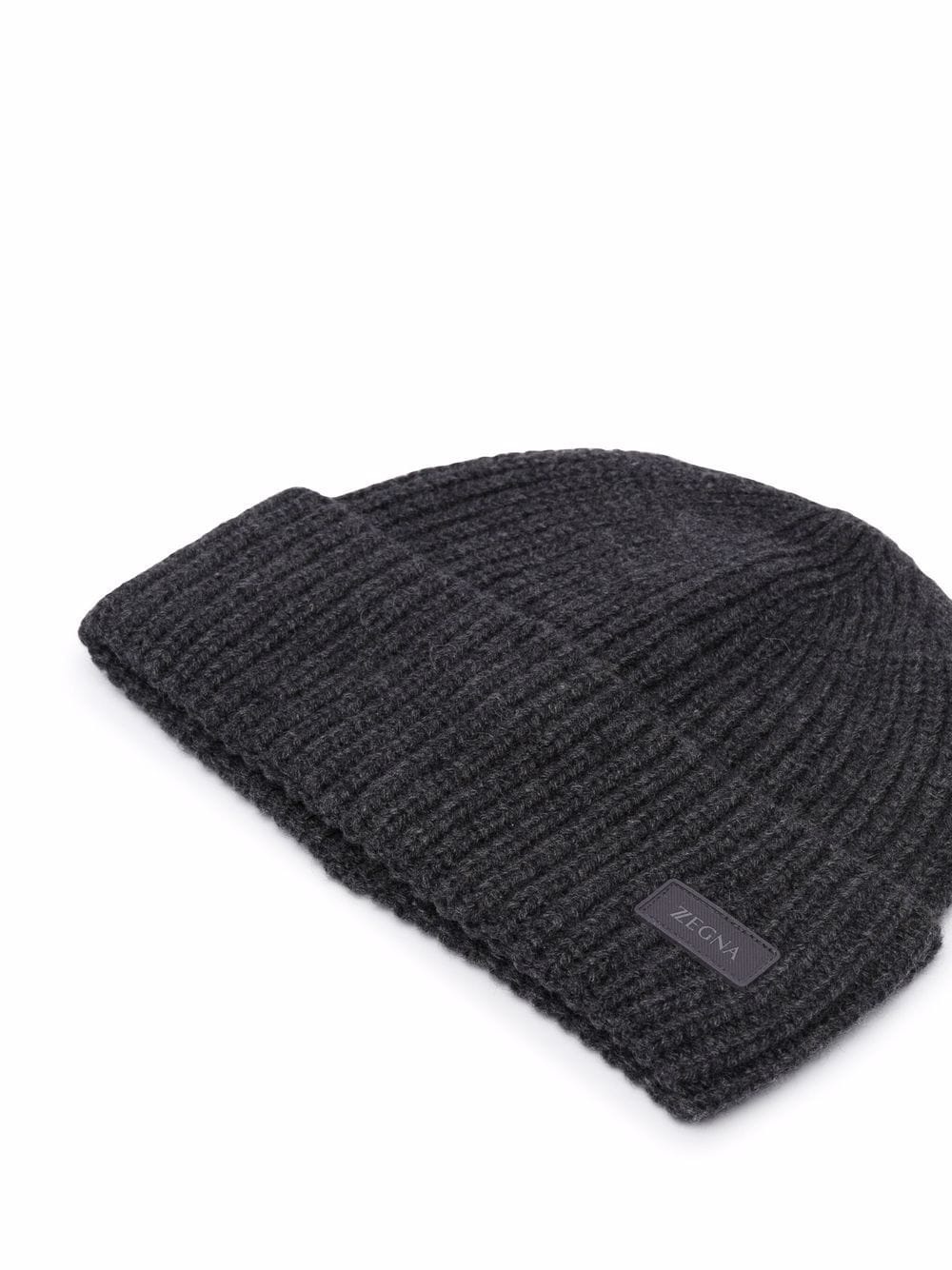 logo patch cashmere beanie - 2