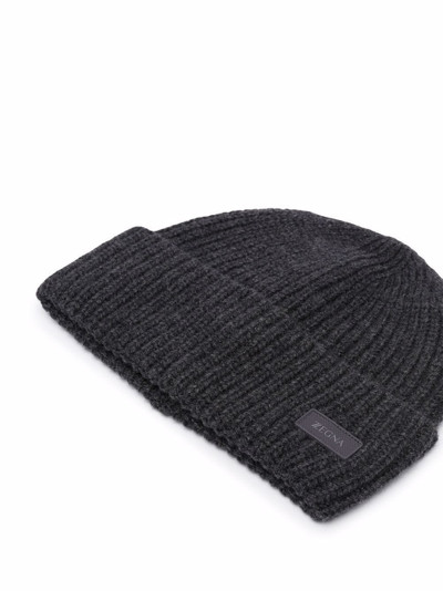 Z Zegna logo patch cashmere beanie outlook