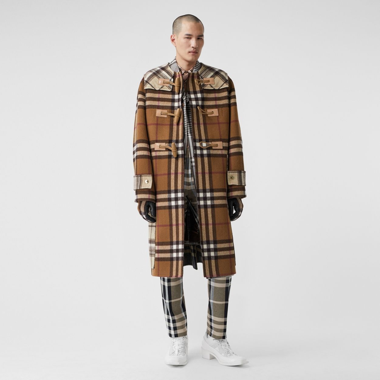 Double-faced Contrast Check Wool Duffle Coat - 2