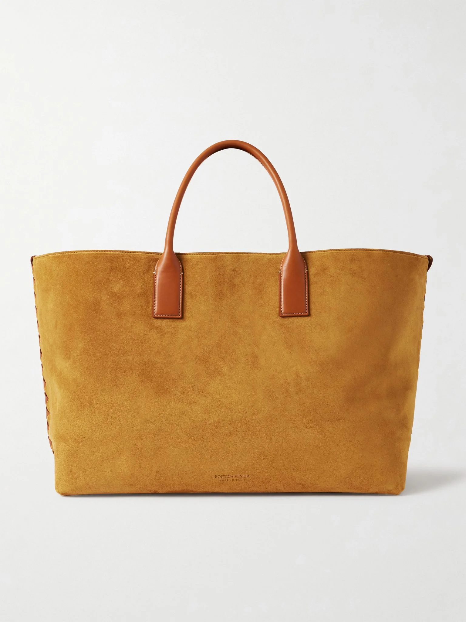 Cabat large leather-trimmed suede tote Camel - 1