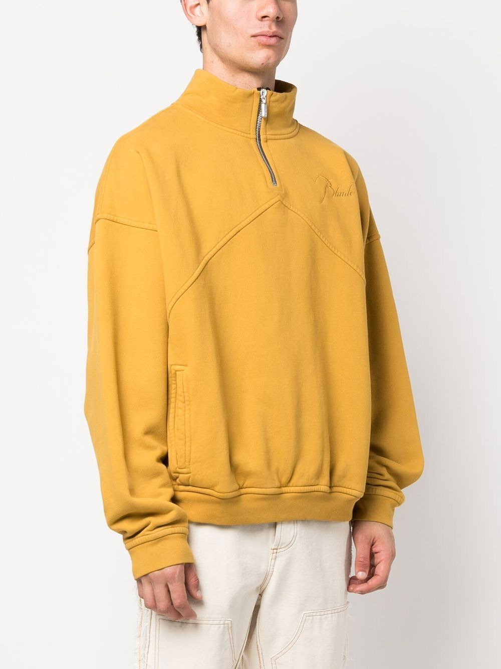 logo-emboridered quarter-zip sweatshirt - 3