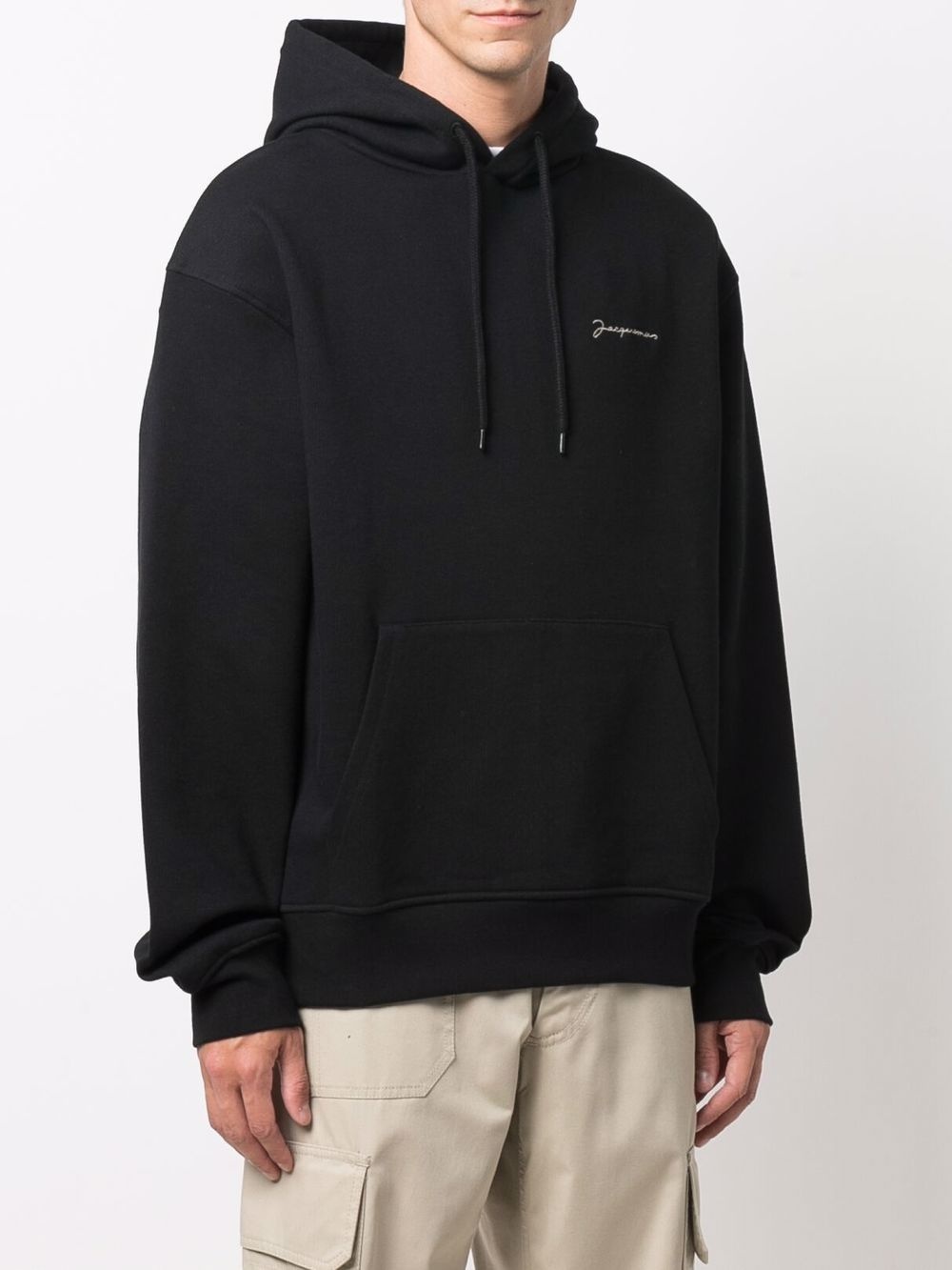 logo-embroidered drawstring hoodie - 3