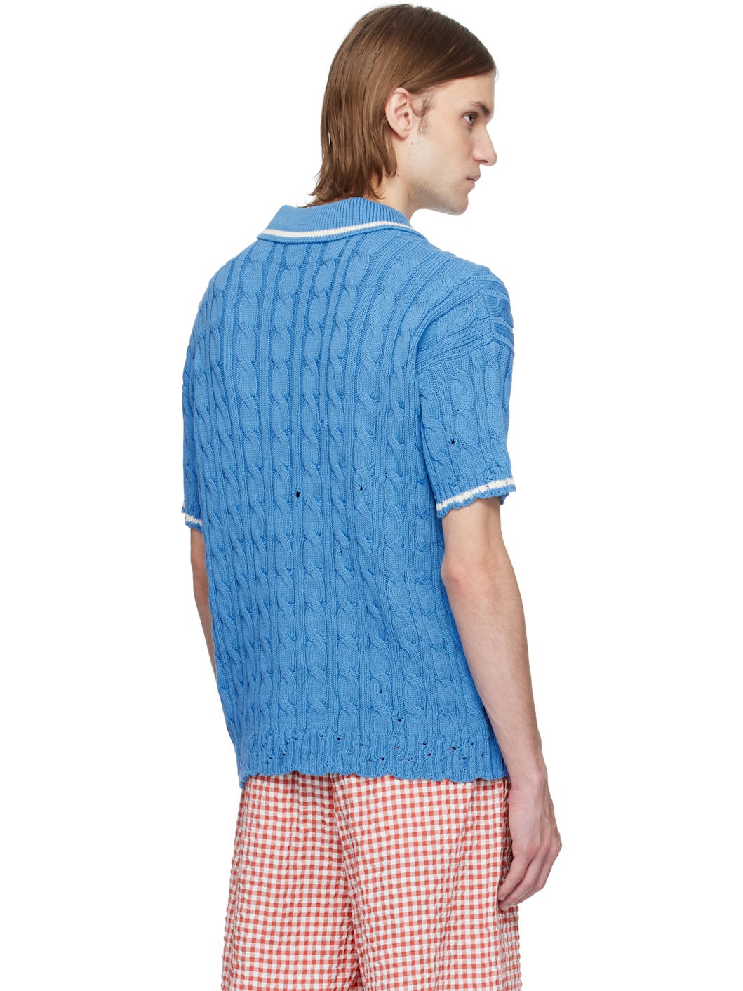 Blue Dishevelled Cable Polo - 3