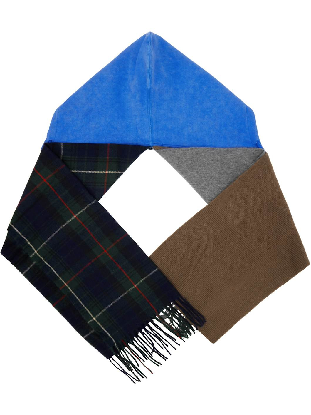 Blue & Multicolor Deconstructed Hoodie Scarf - 2